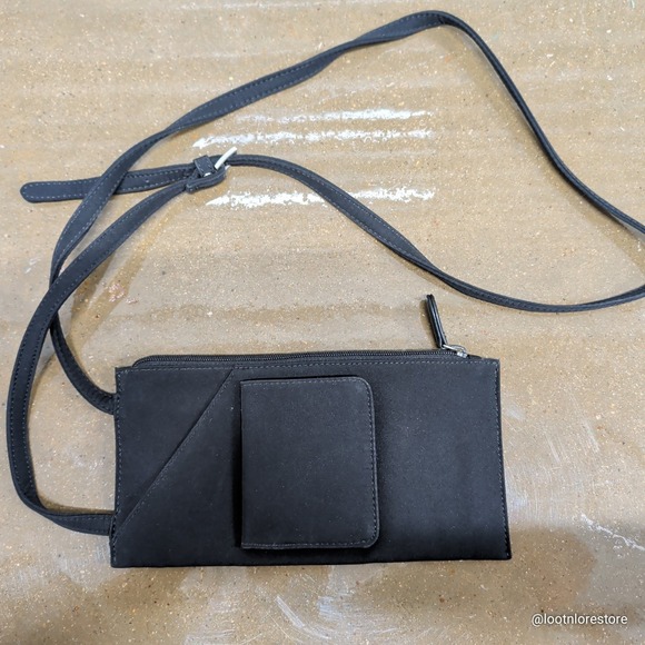 Hobo International Microfiber Crossbody Bag Black Wallet ID Window Small Zip Top — photo 2